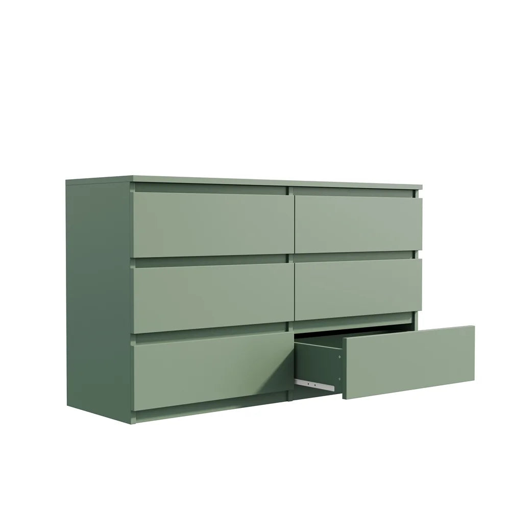 Green Large 6-drawer Cabinet Dressing Table with Extra Deep Drawers