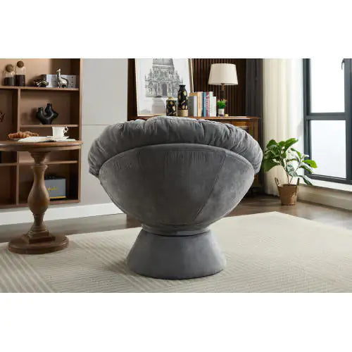 Dark Grey Oversized Swivel Accent Chair with 360 Swivel Feature (37.00 inches)