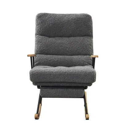 Gray Modern Teddy Gliding Rocking Chair with High Back, Retractable Footrest, and Adjustable Back Angle (26.00 x 38.20 x 40.10 inches)