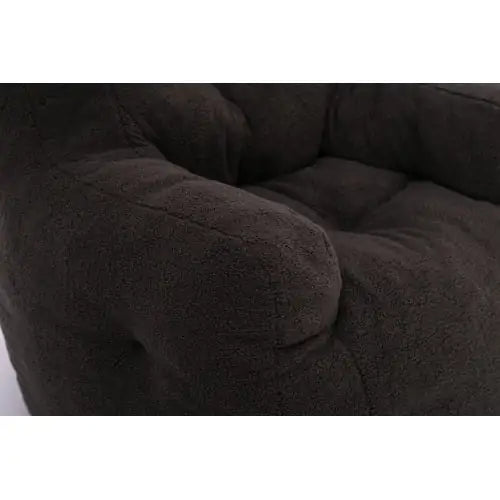 Dark Gray Soft Teddy Tufted Foam Bean Bag Chair with Memory Foam (39.37 inches)