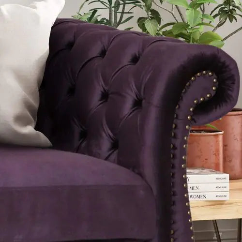 Purple 3-Seater Sofa with Velvet Upholstery (Luxury)