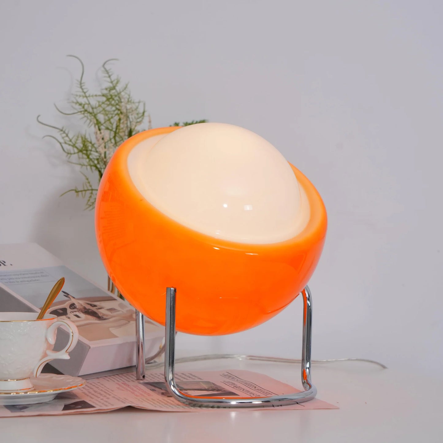 Planet Orange Table Lamp with Handmade Glass