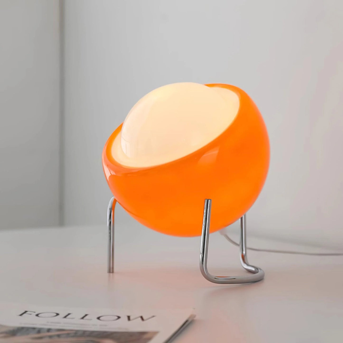 Planet Orange Table Lamp with Handmade Glass