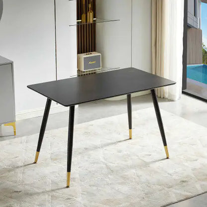 Black Modern Kitchen Dining MDF Table For Smart Home (47.24 inches)