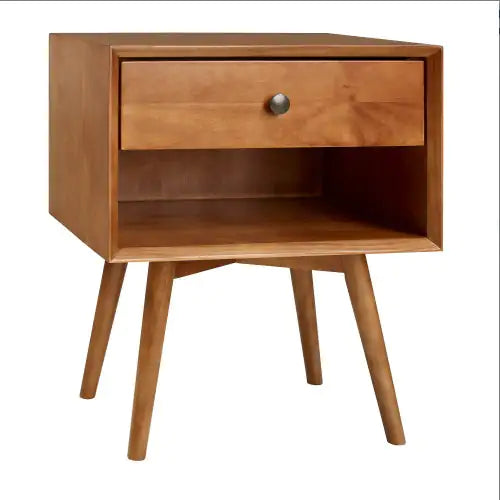 Caramel Mid-Century Modern Nightstand with Single-Drawer (20 inches)