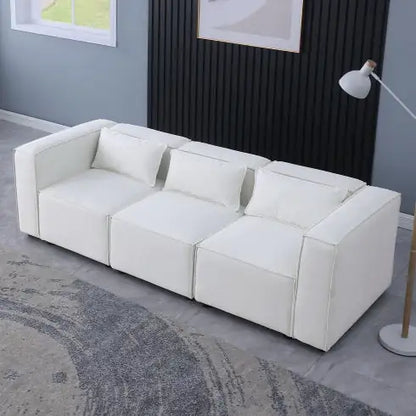 Beige Modular Sofa with Soft Seat and Back (92.60 inches)