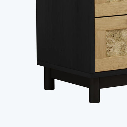 Black 3 Drawer Storage Cabinet with Rope Woven Drawer (30.31 inches)