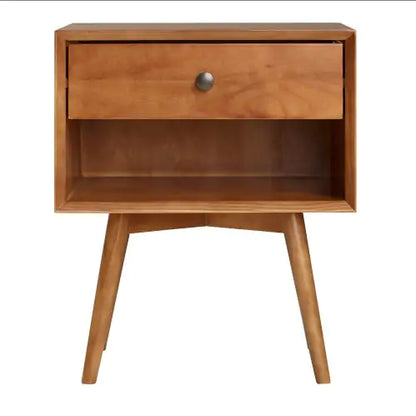 Caramel Mid-Century Modern Nightstand with Single-Drawer (20 inches)