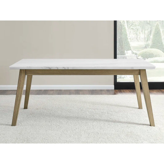 Brown + White Dining Table with White Marble Top (72 inches)