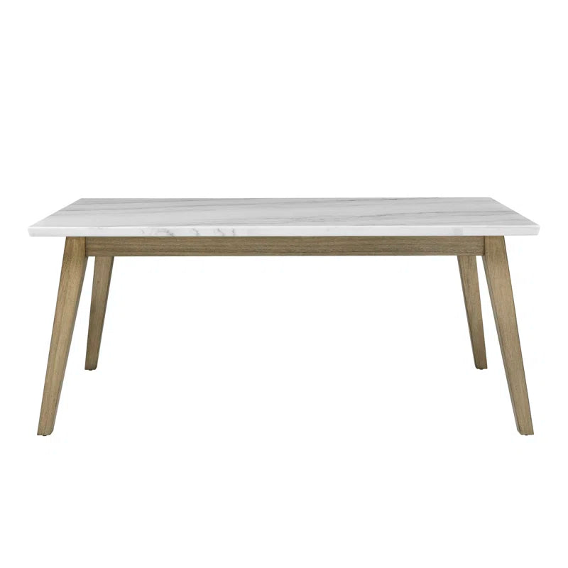 Brown + White Dining Table with White Marble Top (72 inches)