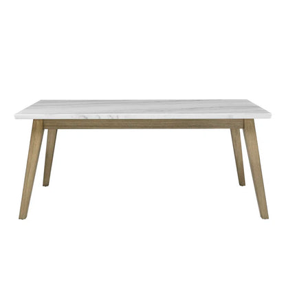 Brown + White Dining Table with White Marble Top (72 inches)