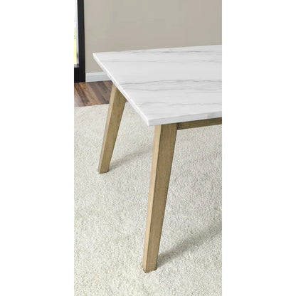 Brown + White Dining Table with White Marble Top (72 inches)