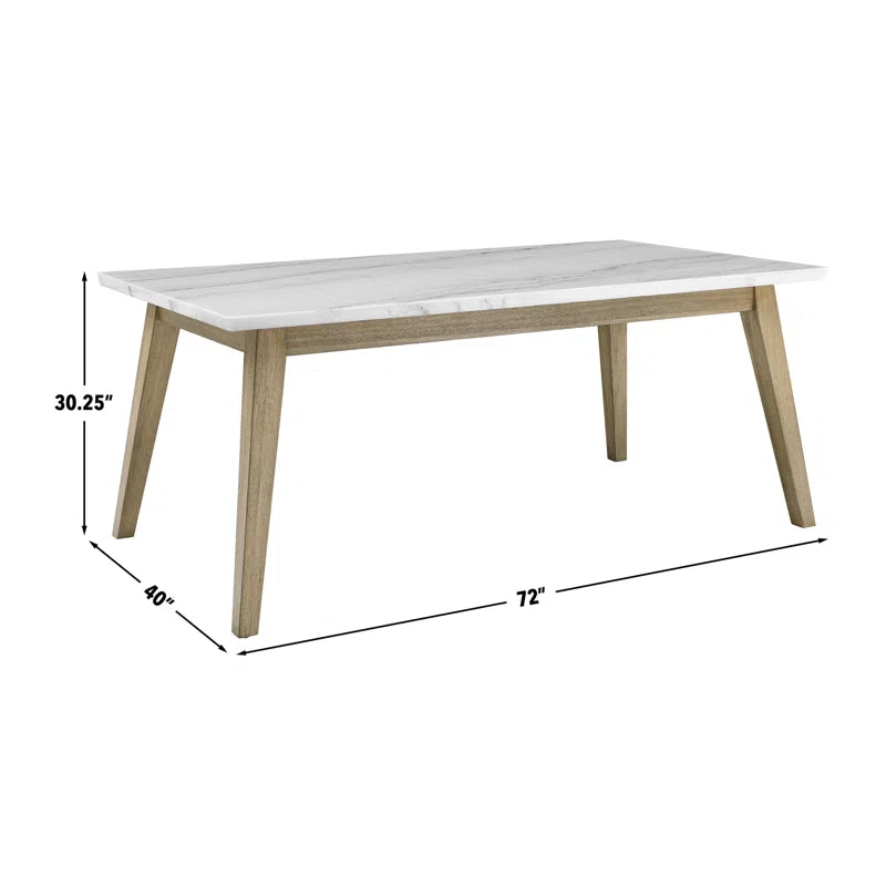 Brown + White Dining Table with White Marble Top (72 inches)