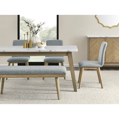 Brown + White Dining Table with White Marble Top (72 inches)