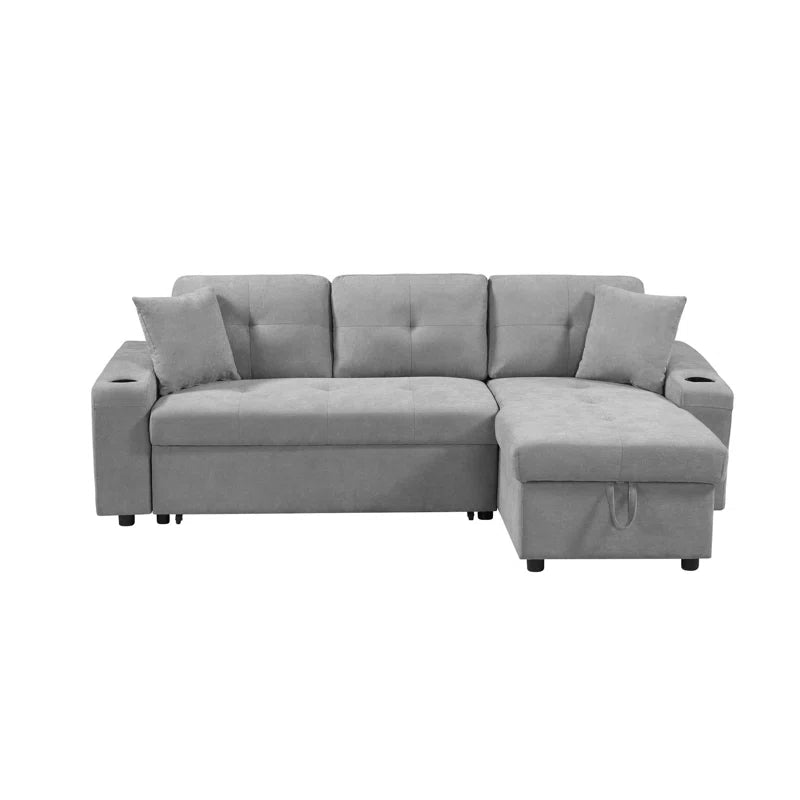 LIGHT GREY Convertible Sectional Sofa with Armrest Storage (92 inches)