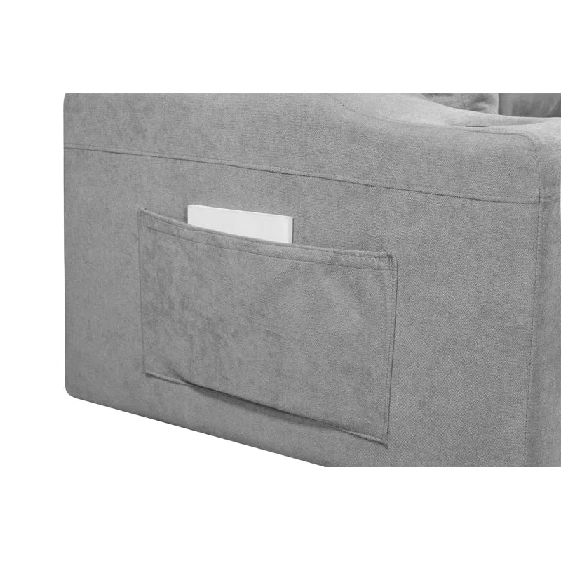 LIGHT GREY Convertible Sectional Sofa with Armrest Storage (92 inches)