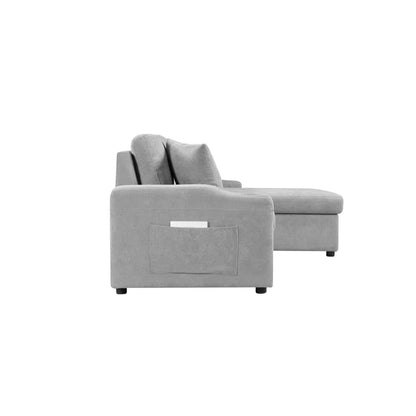 LIGHT GREY Convertible Sectional Sofa with Armrest Storage (92 inches)