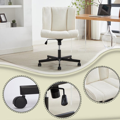 White Armless Desk Chair with Adjustable Swivel (32.20 inches)