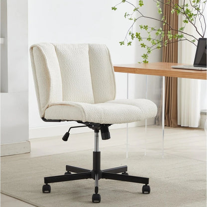 White Armless Desk Chair with Adjustable Swivel (32.20 inches)