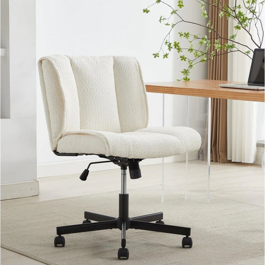 White Armless Desk Chair with Adjustable Swivel (32.20 inches)