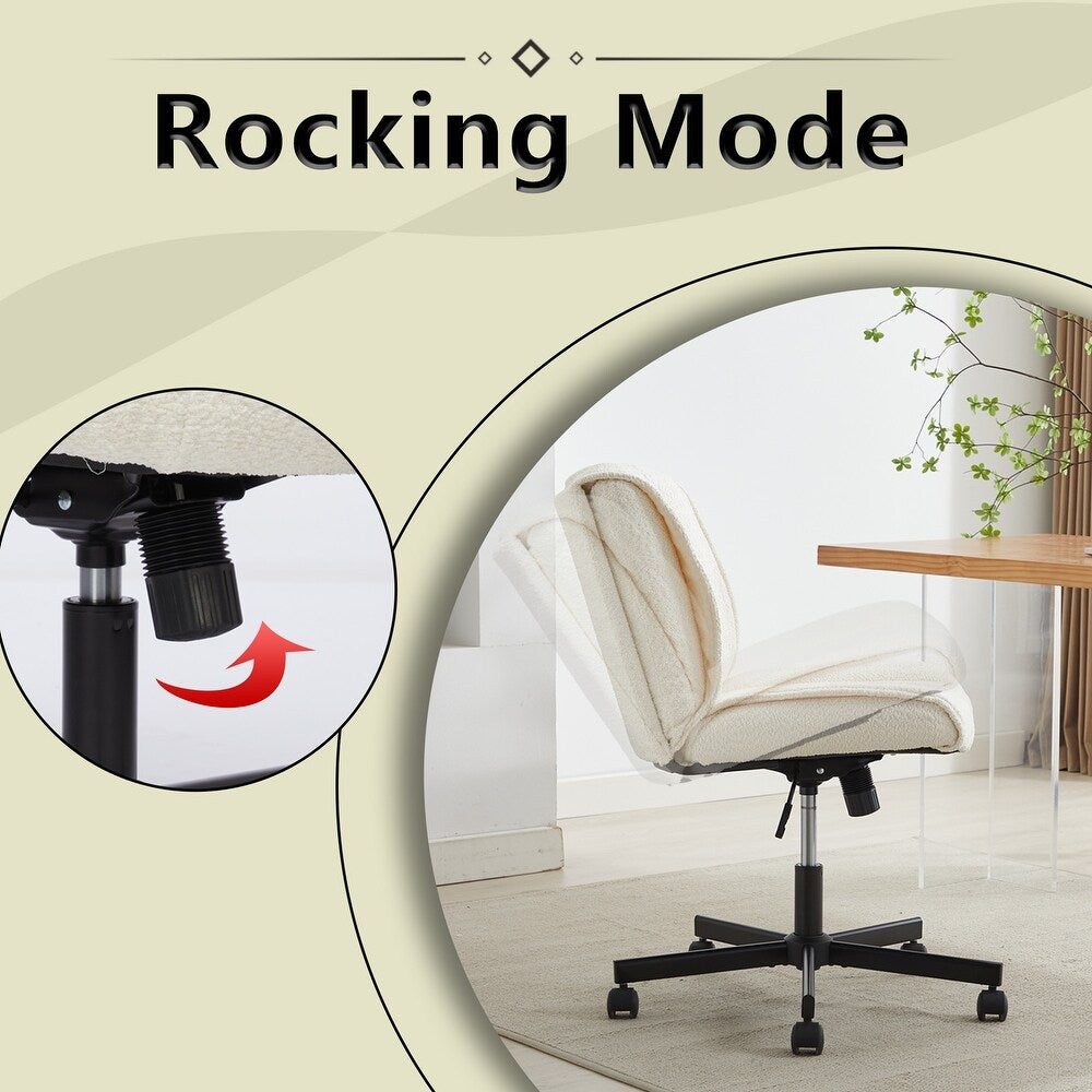 White Armless Desk Chair with Adjustable Swivel (32.20 inches)