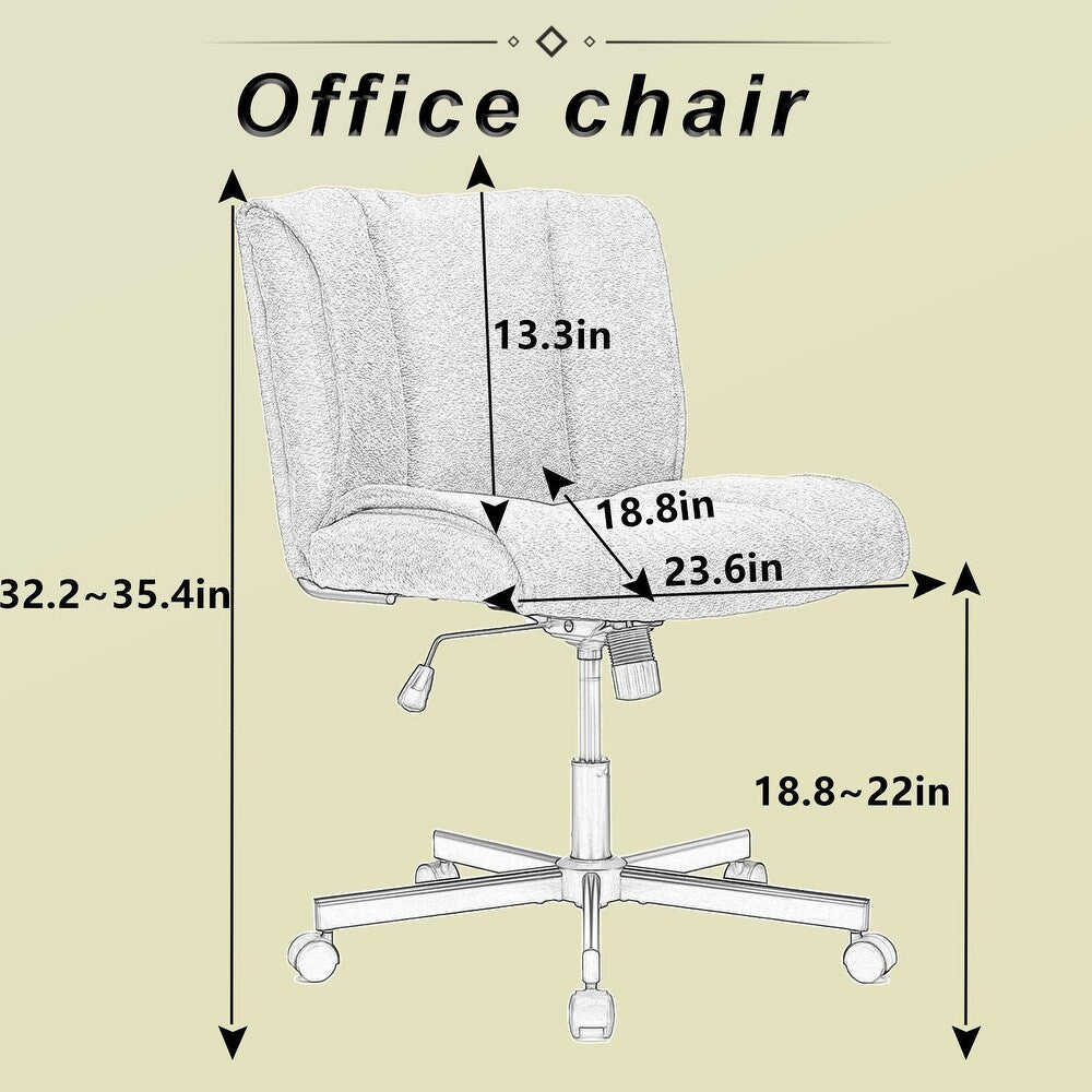 White Armless Desk Chair with Adjustable Swivel (32.20 inches)