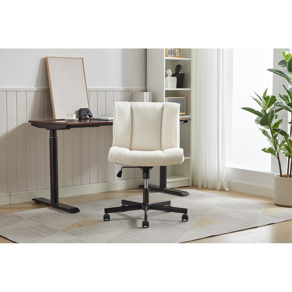 White Armless Desk Chair with Adjustable Swivel (32.20 inches)