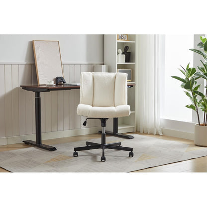 White Armless Desk Chair with Adjustable Swivel (32.20 inches)