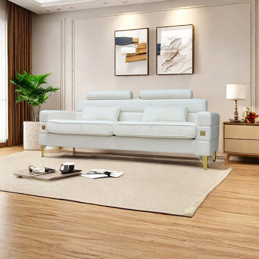 White Sofa with Adjustable Headrests