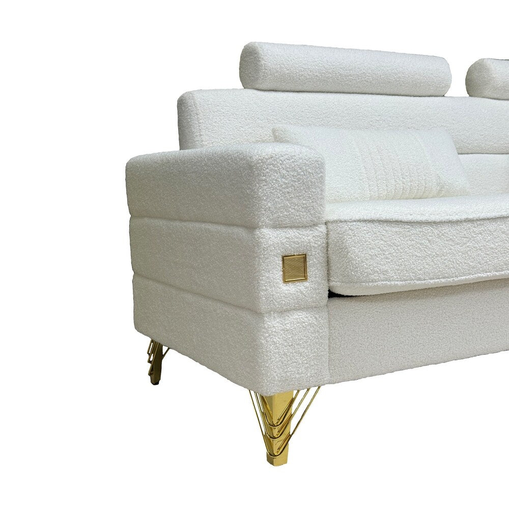 White Sofa with Adjustable Headrests