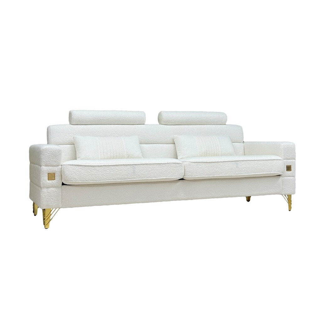 White Sofa with Adjustable Headrests