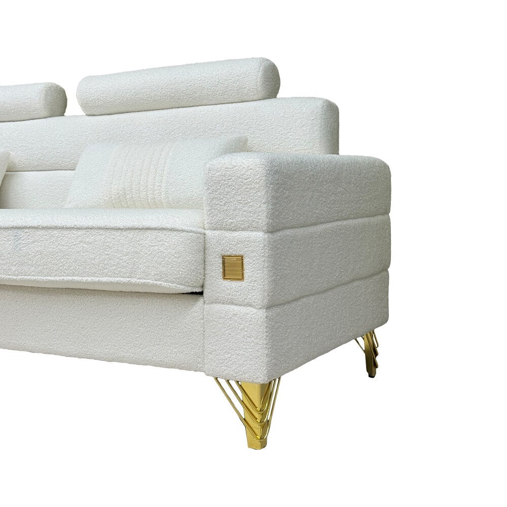 White Sofa with Adjustable Headrests