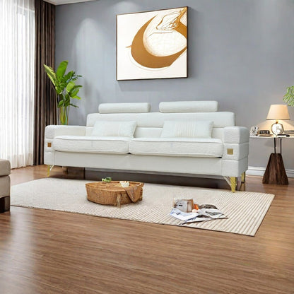 White Sofa with Adjustable Headrests