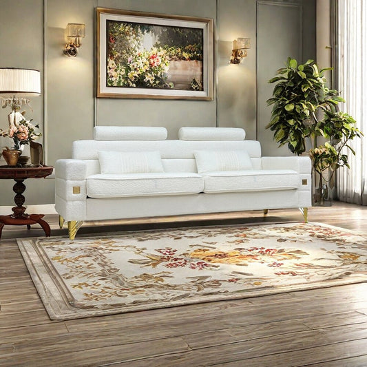 White Sofa with Adjustable Headrests