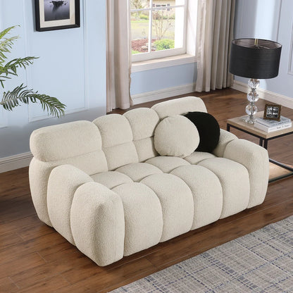 Olive Green Boucle Sofa with Human Body Structure (64.96 inches)