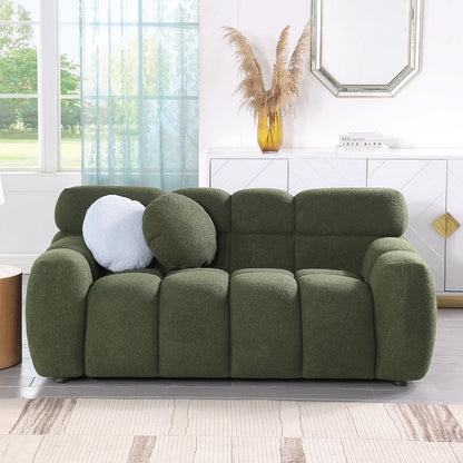 Olive Green Boucle Sofa with Human Body Structure (64.96 inches)