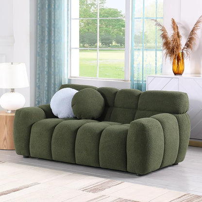 Olive Green Boucle Sofa with Human Body Structure (64.96 inches)