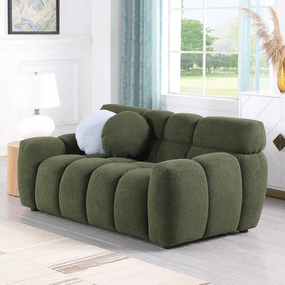 Olive Green Boucle Sofa with Human Body Structure (64.96 inches)