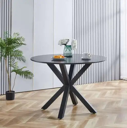 Matte Black Dining Table with Round MDF Table Top (42.12 inches)