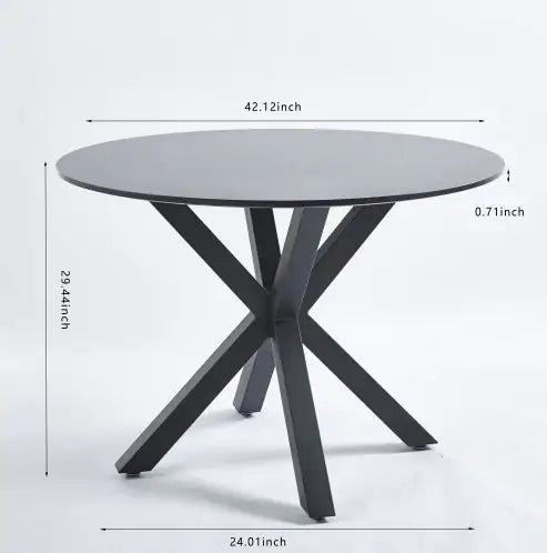 Matte Black Dining Table with Round MDF Table Top (42.12 inches)