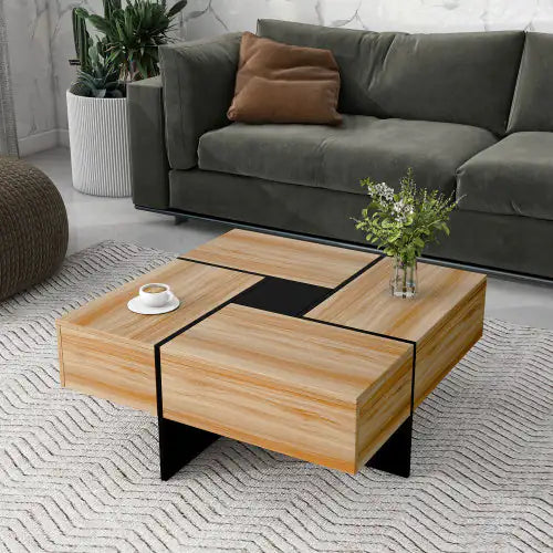 Brown Coffee Table with 4 Hidden Storage Compartments (31.5 inches)