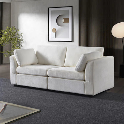 Creamy White Modular Sofa with Rolled Arms (2 Seat)