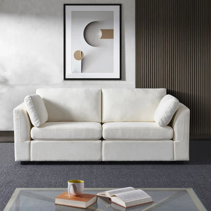 Creamy White Modular Sofa with Rolled Arms (2 Seat)