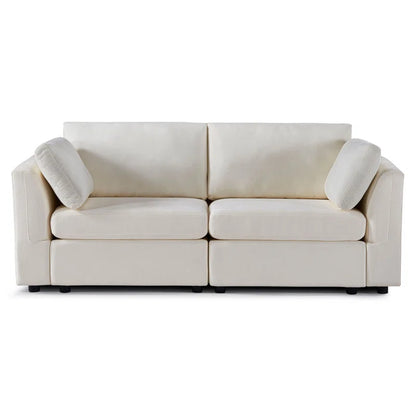 Creamy White Modular Sofa with Rolled Arms (2 Seat)