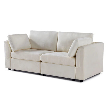 Creamy White Modular Sofa with Rolled Arms (2 Seat)