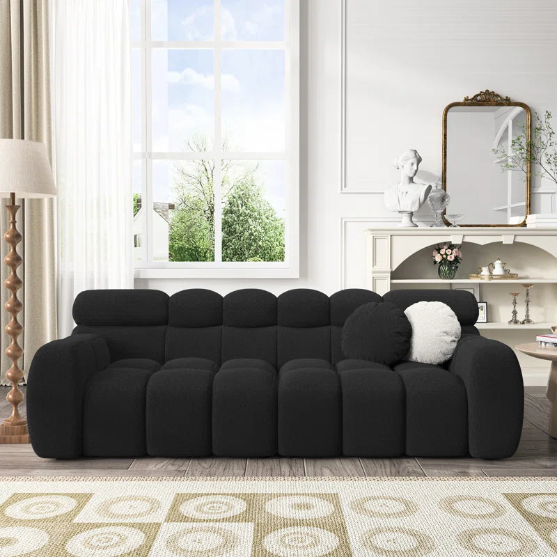 Black Sofa with Boucle Material (87.4 inches)