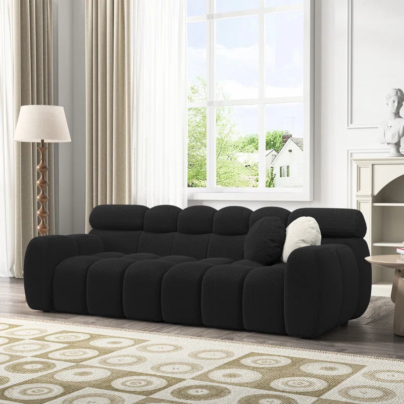 Black Sofa with Boucle Material (87.4 inches)