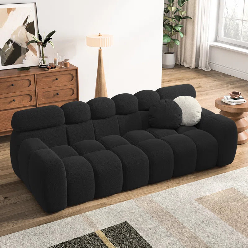 Black Sofa with Boucle Material (87.4 inches)