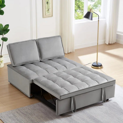 Grey Convertible Sleeping Sofa Bed with 2 Detachable Backs (Double Seat)