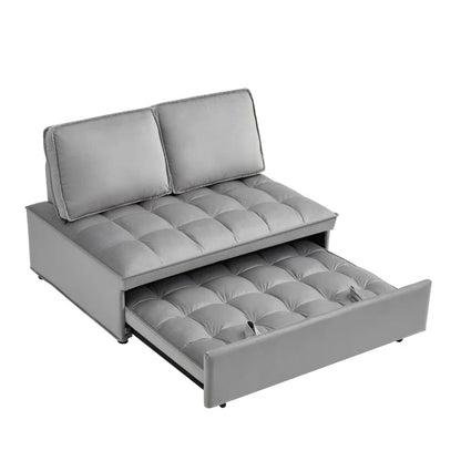 Grey Convertible Sleeping Sofa Bed with 2 Detachable Backs (Double Seat)